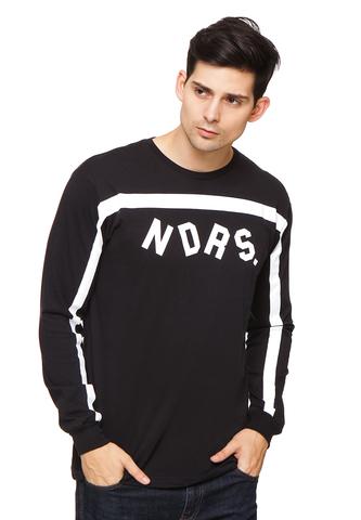 END-QL018/TSHIRT-LP-NDRS-BW-STRIPED-BLACK