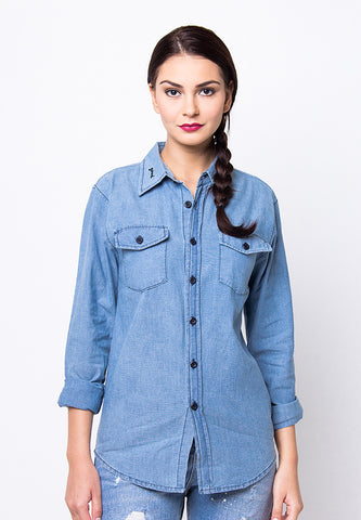 BLP-PF070/TSHIRT-LS-RB-CHAMBRAY-SIERA-BLUE-F
