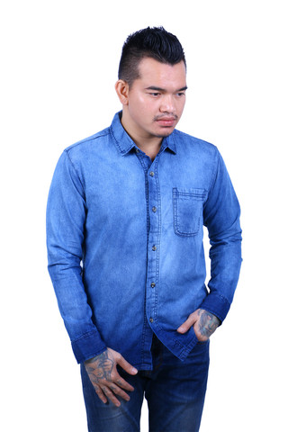 BLP-OG052/SHIRT-LS-RB-DENIM-EVAN-UNTSTRS-BLUE-M