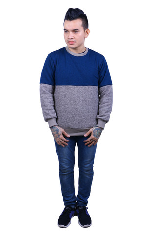 BLP-OG106/SWEATER-I-KORODY-KOMB-NAVYGREY-M