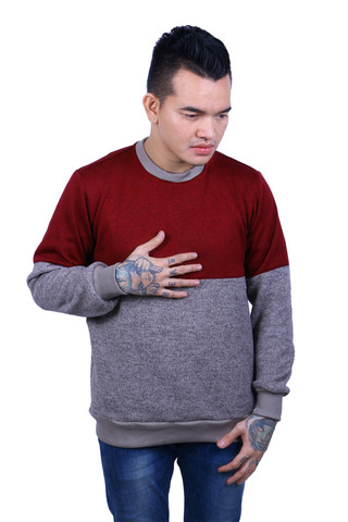 BLP-OG107/SWEATER-I-KORODY-KOMB-MAROONGREY-M