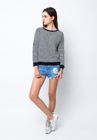 BLP-PA018/SWEATER-RFREYA-STRIPE-BLACKWHITE-F