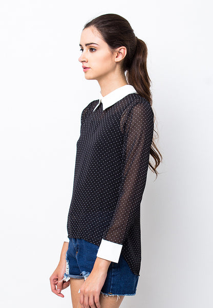 BLP-PB004/BLOUSE-R-MEGAN-POLKA-BLACK-F