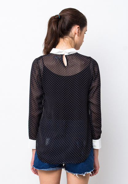 BLP-PB004/BLOUSE-R-MEGAN-POLKA-BLACK-F