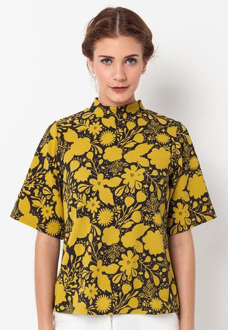 BLP-QB005/BLOUSE-R-DAISY-FLOWERS-BLACK-F