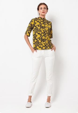 BLP-QB005/BLOUSE-R-DAISY-FLOWERS-BLACK-F