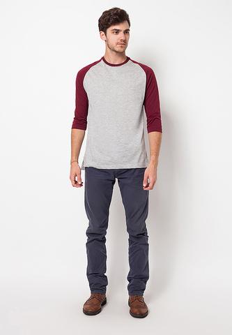 BLP-QB010/TSHIRT-E-RG-PLAIN-MAROON-MISTYGREY-M