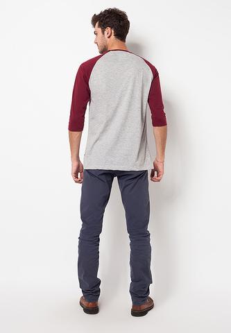 BLP-QB010/TSHIRT-E-RG-PLAIN-MAROON-MISTYGREY-M