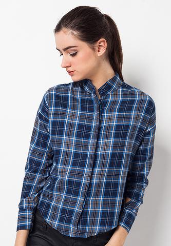 BLP-QC005/SHIRT-LS-R-ELIZA-SQUA-BLACKBLUE-F