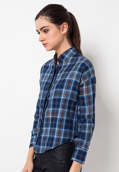 BLP-QC005/SHIRT-LS-R-ELIZA-SQUA-BLACKBLUE-F