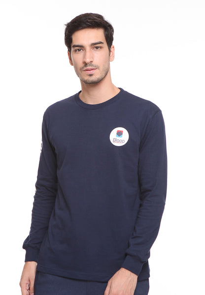 BLP-SE003 / BLOOP TSHIRT E LS CHEVRON NAVYBLUE M