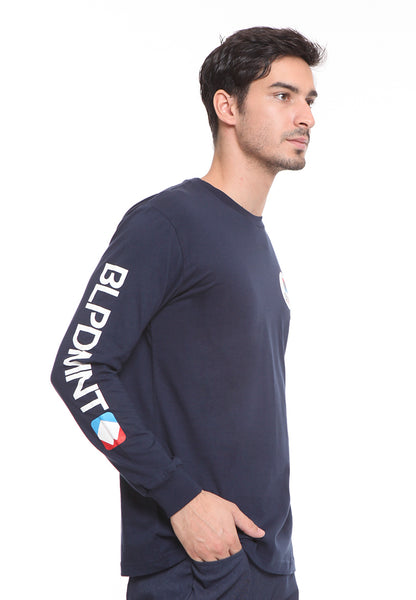 BLP-SE003 / BLOOP TSHIRT E LS CHEVRON NAVYBLUE M