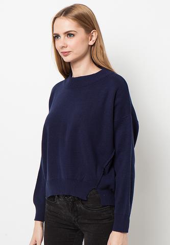 ELW-PK002/SWEATER-SR-KNITT-OLA-NAVYBLUE-F