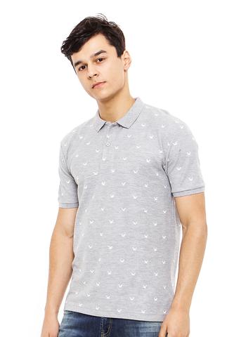 END-OG020/POLOSHIRT-E4-BIRDS-FP-GREY-M