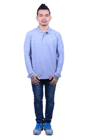 END-OG022/POLOSHIRT-E-8-PLAINED-PJG-M.GREY-M