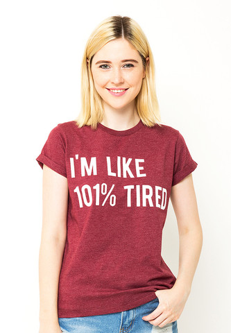 END-OL007/TSHIRT-H-IMLIKE101%-TIRED-M.MAROON-F