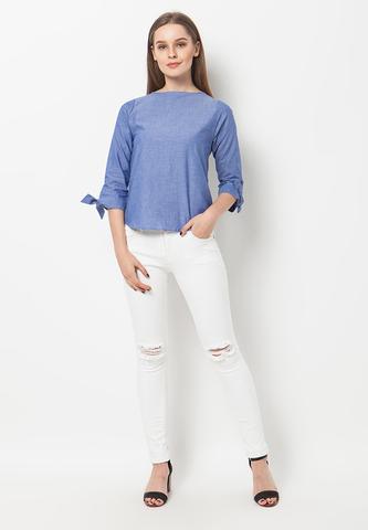 END-QA010/BLOUSE-BN-KINSEY-CHAMB-BLUE-F