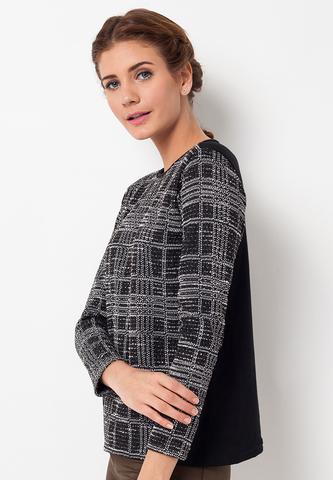 END-QB002/BLOUSE-R-AIKO-SQUA-BLACK-F