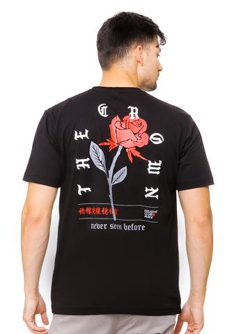 END-QK001/TSHIRT- E-CROWNEDROSES-BLACK-M