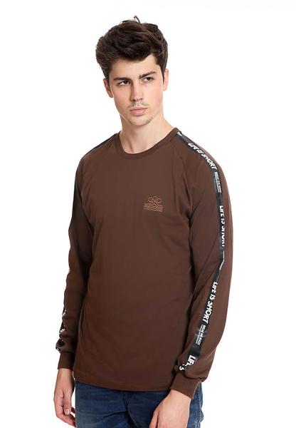 END-RK021/TSHIRT LS H LIFE IS SHORT BROWN M