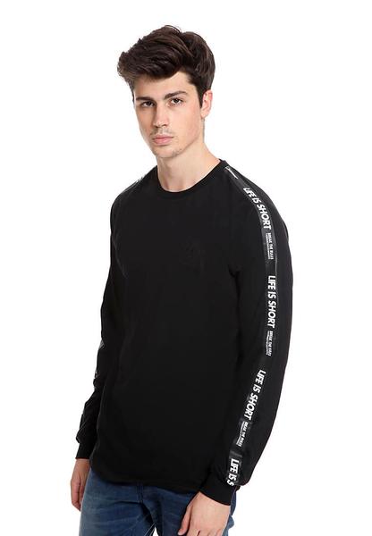 END-RK022/TSHIRT H LS LIFE IS SHORT BLACK M